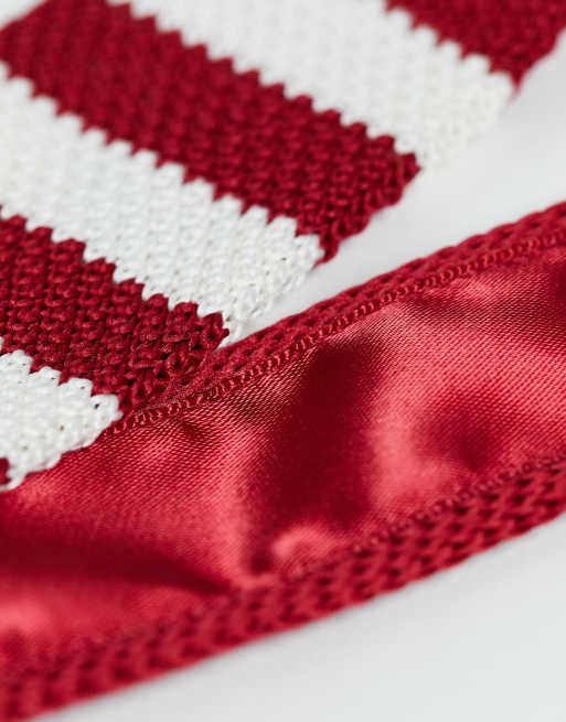 Gianni Feraud - Cravatta in maglia bordeaux a righe color crema, 4 di 4