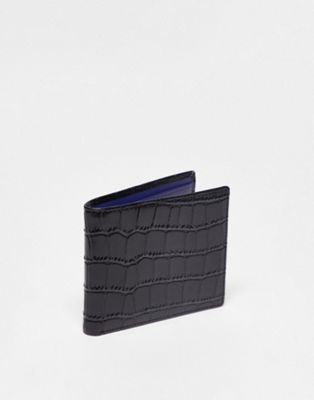 Gianni Feraud croc print wallet in black