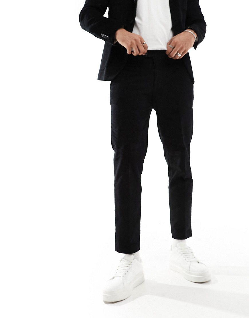 Gianni Feraud Cropped Suit Pants In Brown Cord In Black