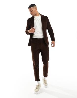 Gianni Feraud cropped suit pants in brown cord