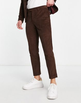 Gianni Feraud cropped suit pants in brown cord - ASOS Price Checker