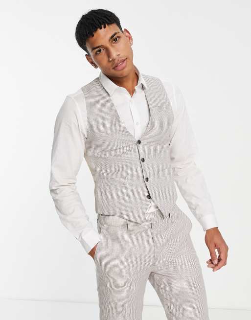 Gianni Feraud dog tooth print slim fit waistcoat