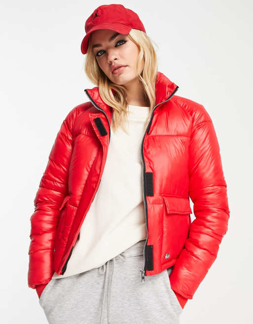 Gianni Feraud Dolly short boxy padded coat in red | ASOS