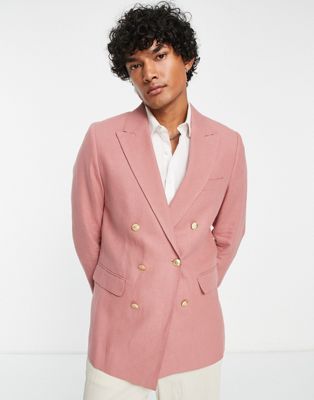 Gianni Feraud double breasted blazer in dusty pink