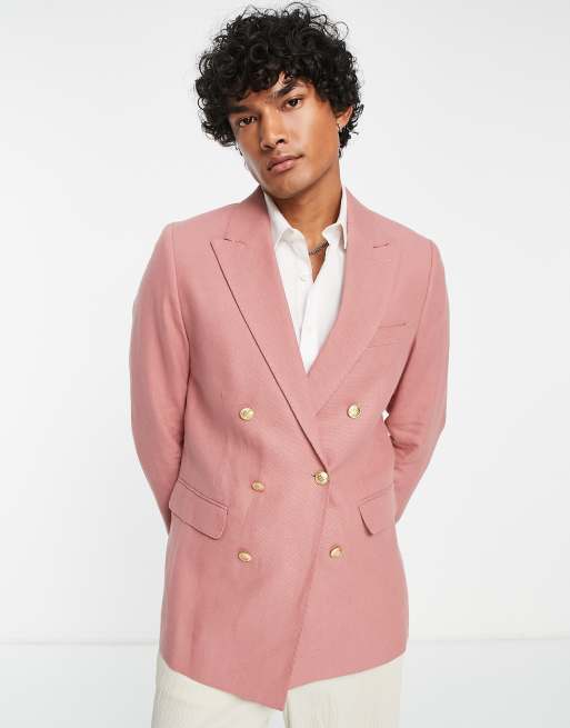 Pink double breasted outlet blazer mens