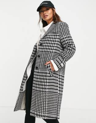 Gianni Feraud double breasted check coat in black and white | ASOS