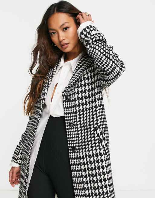 Black and white store check coat