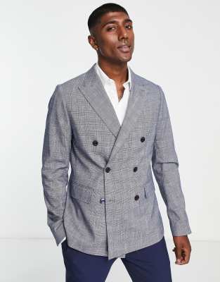 Mens grey shop double breasted blazer