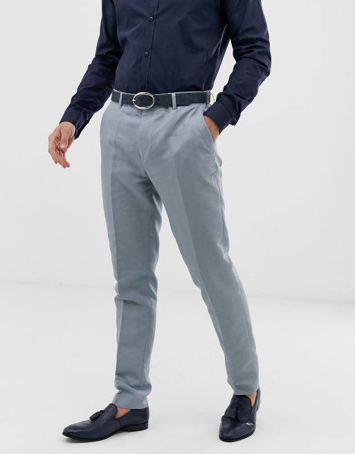 Gianni Feraud - Slim-fit bruiloftskostuum van linnen in blauw, 2 van 4