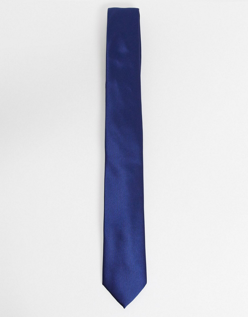 Gianni Feraud – Einfarbige Krawatte aus marineblauem Satin