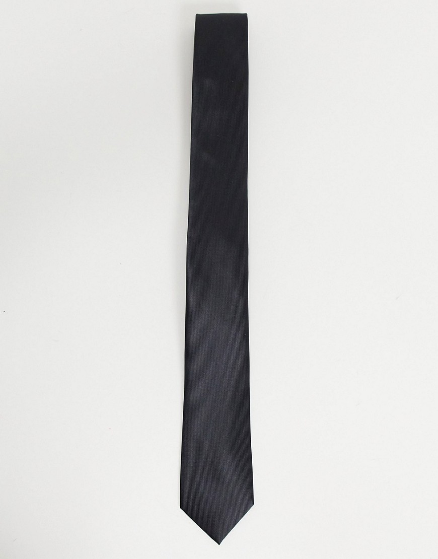 Gianni Feraud – Einfarbige Krawatte aus Satin in Schwarz