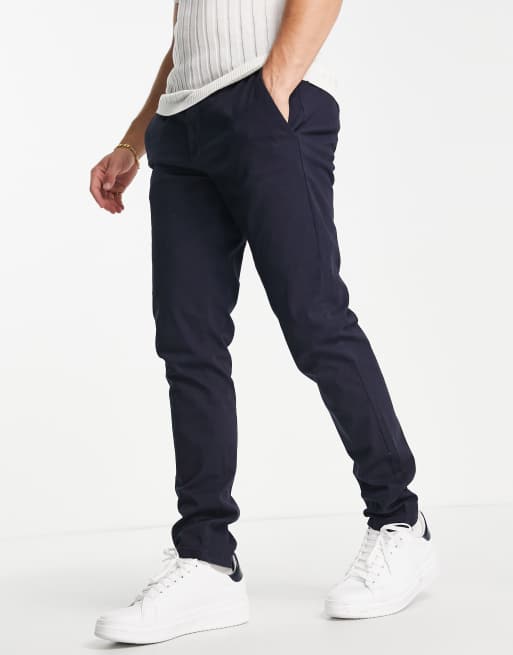 Gianni Feraud elasticated waist smart trousers in navy | ASOS