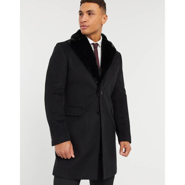 Gianni feraud premium removable faux fur collar cashmere blend military clearance coat