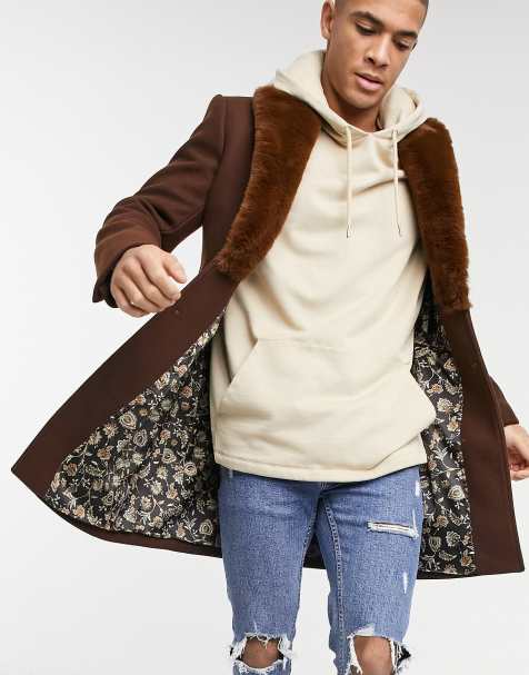 Gianni Feraud faux fur collar overcoat - view 1