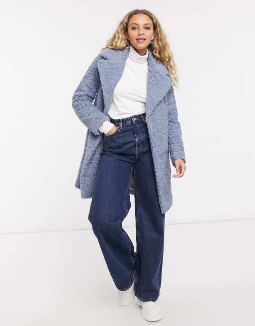 Gianni Feraud - Fleece jas van teddystof in blauw