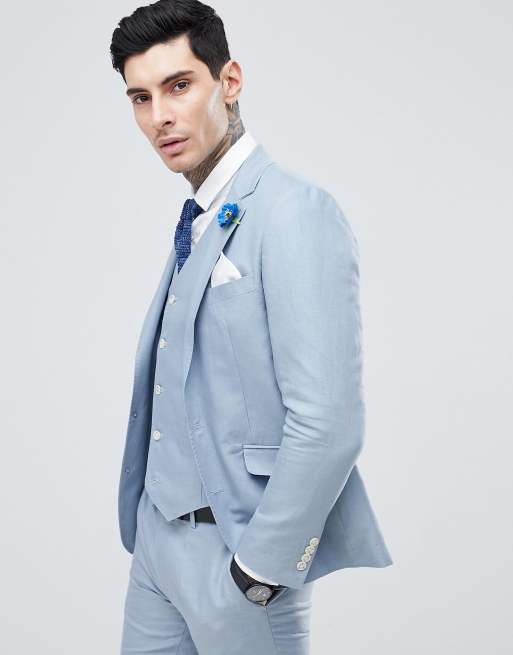 Gianni Feraud Wedding - Abito slim in lino tinta unita, 2 di 4