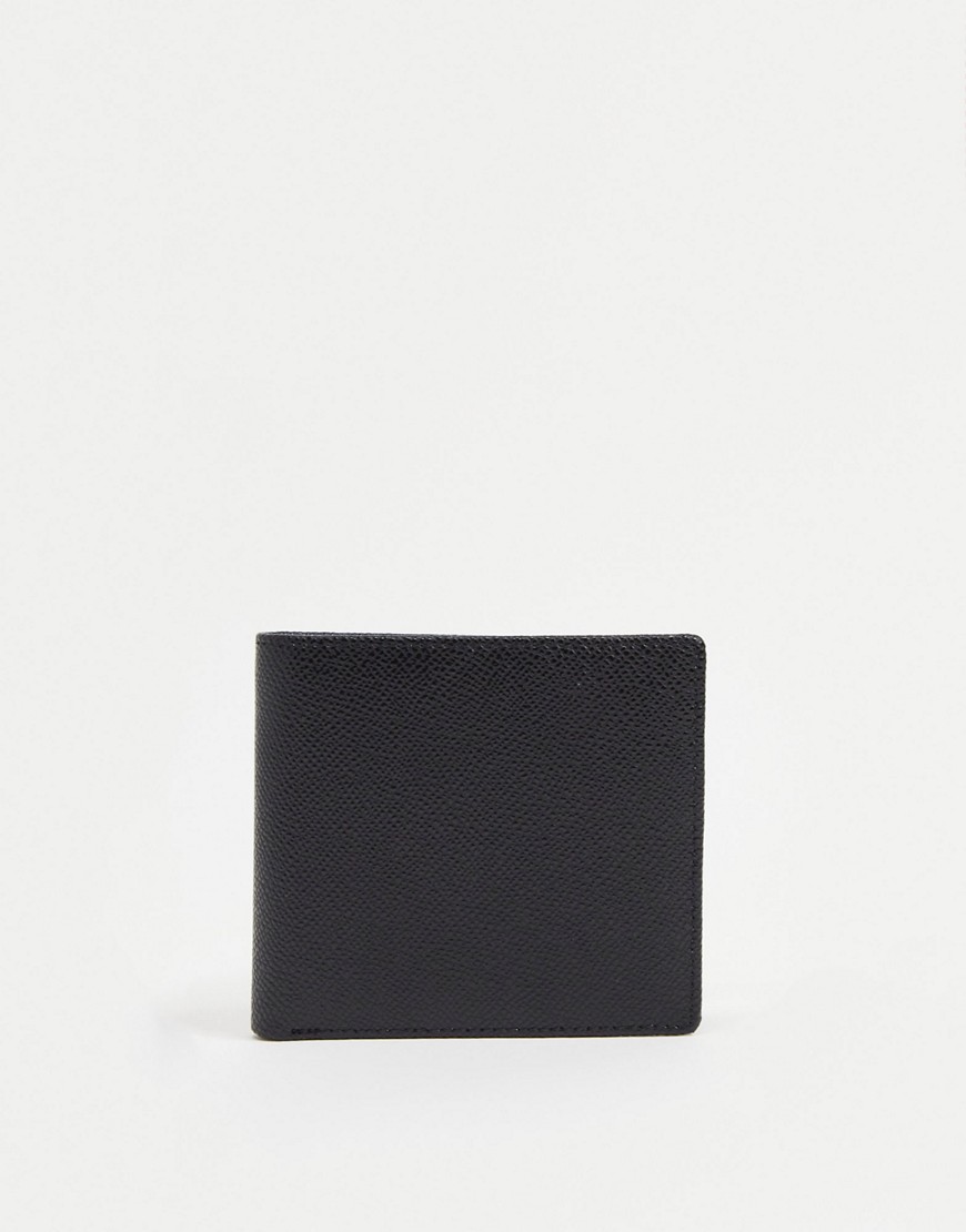 Gianni Feraud grain leather bill fold with zip pocket-Black