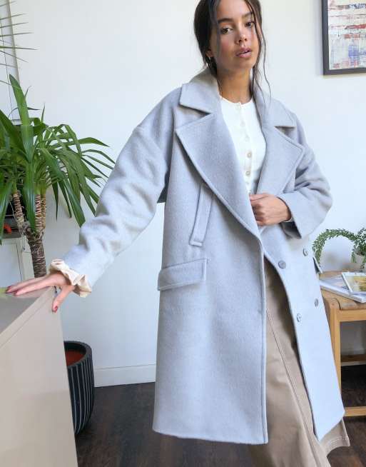 Gianni Feraud Gray Marl oversized slouchy overcoat with wide lapels