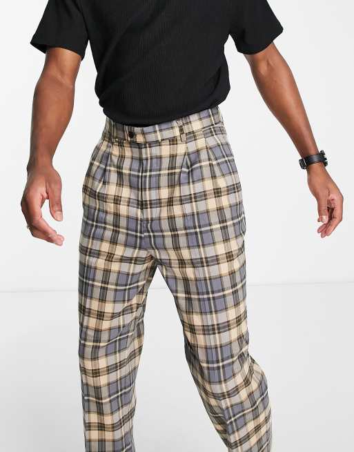 Gianni Feraud high waisted check pleat pants, 3 of 4