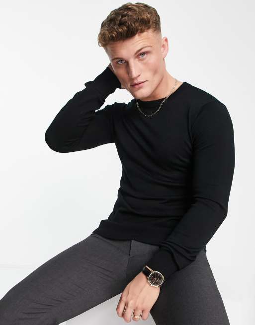 Gianni Feraud – Hochwertiger  Feinstrick-Stretchpullover in Muskel-Passform mit Rundhalsauschnitt