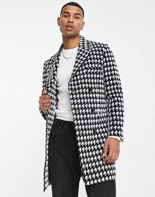 Dogtooth shop overcoat mens