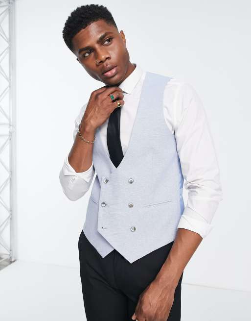 Gianni Feraud - Klassieke, skinny gilet in lichtblauw