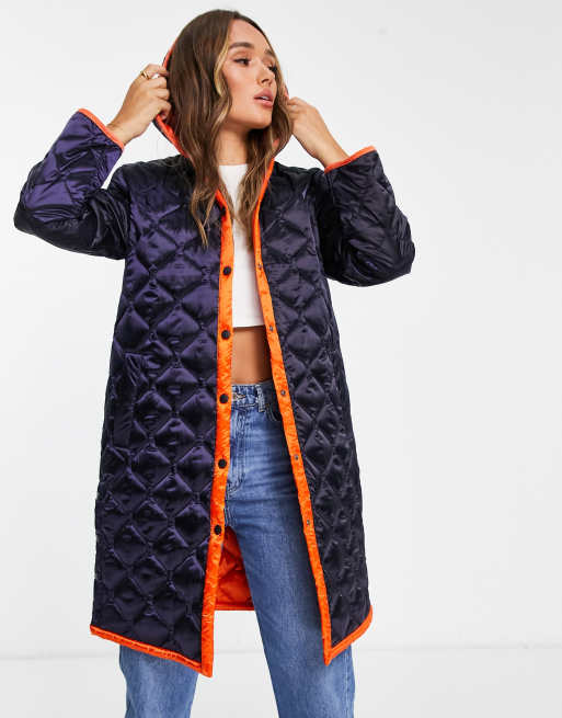 Gianni Feraud Laura Manteau matelasse a bords contrastants Bleu ASOS