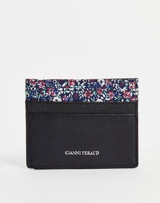 Gianni Feraud leather cardholder with floral lining