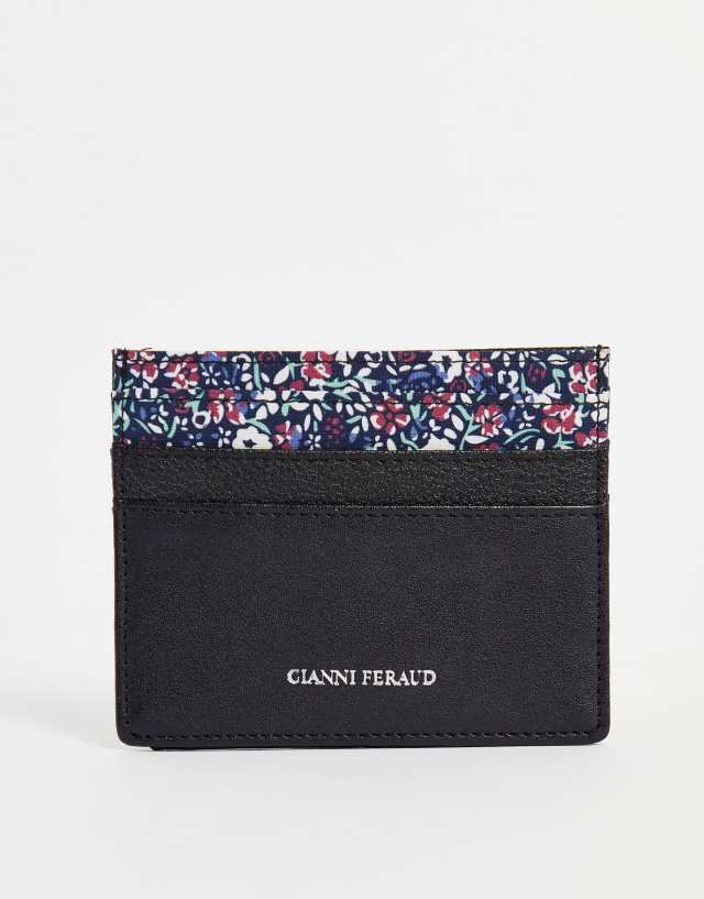 Gianni Feraud leather cardholder with floral lining