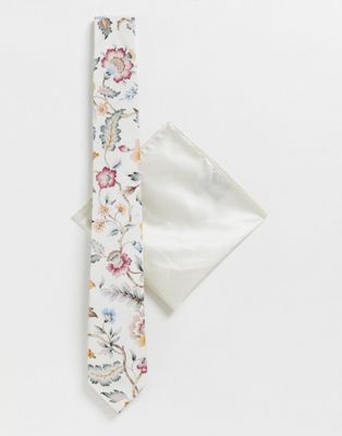 Gianni Feraud – Liberty-mönstrad slips och bröstnäsduk-Vit