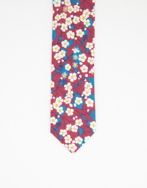 Gianni Feraud - Liberty - Stropdas met fijne Liberty-bloemenprint in bordeauxrood