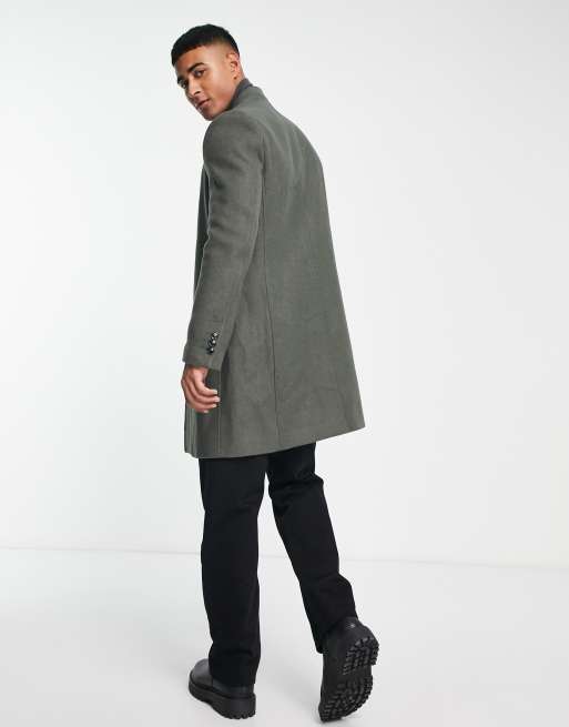 Gianni Feraud long line wool coat in dark green | ASOS