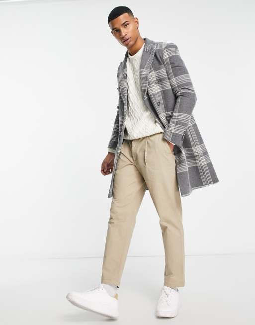 Grey check puffer on sale jacket