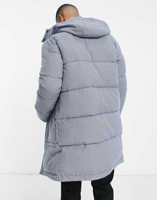 Grey checked shop puffer jacket