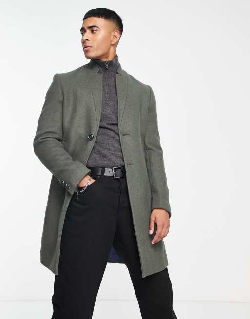 Gianni Feraud longline wool coat in dark green