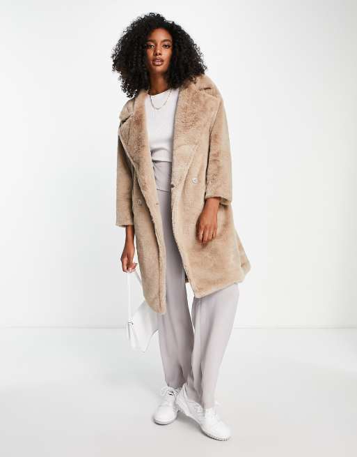 Gianni Feraud Manteau en fausse fourrure Taupe ASOS