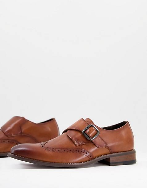 ASOS Herren Schuhe Elegante Schuhe Made in Portugal monk shoes in tan leather 