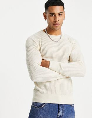 Gianni Feraud muscle fit ribbed crew neck jumper