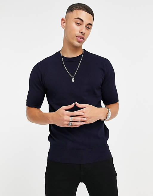 Gianni Feraud muscle fit short sleeve knitted jumper