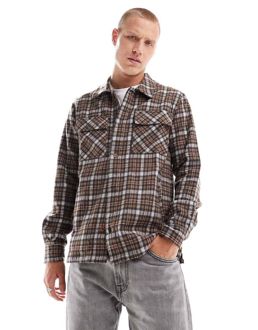 overshirt in brown check