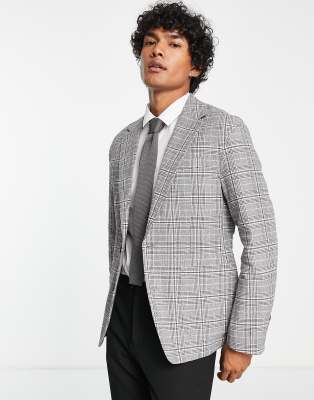 Gianni Feraud oversized checked blazer in grey