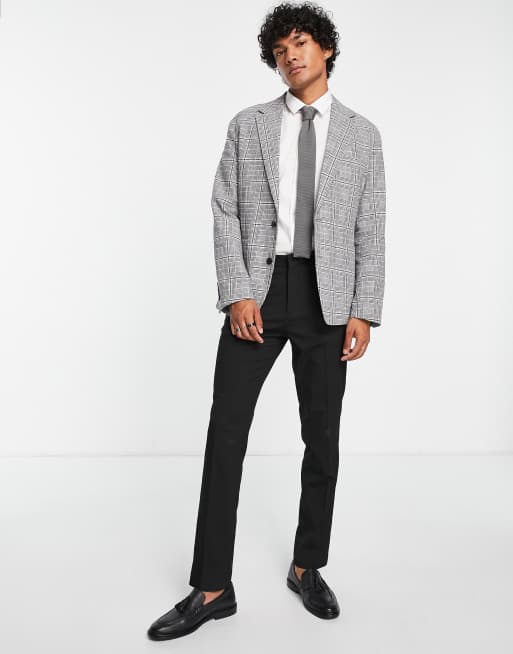 Gianni Feraud oversized checked blazer in grey