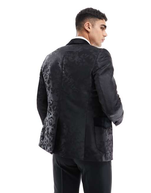 Gianni Feraud paisley satin slim dinner jacket with velvet shawl