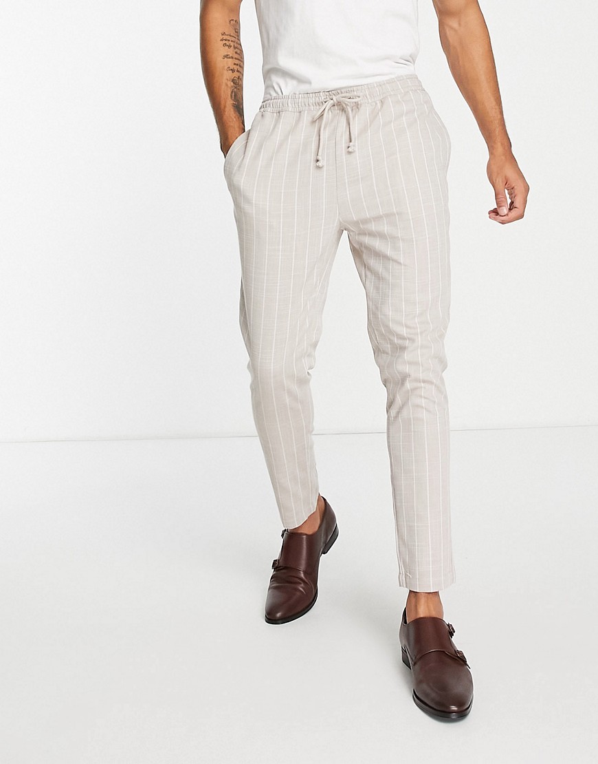 Gianni Feraud - Pantalon de costume court ajusté à rayures avec cordon de serrage-Sans opinion