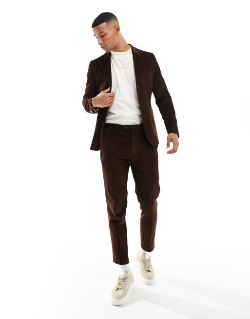 Gianni Feraud - Pantaloni da abito taglio corto in velluto a coste marrone