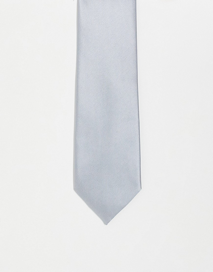 Gianni Feraud plain satin tie in light grey