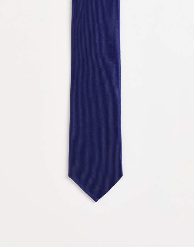 Gianni Feraud plain satin tie in navy