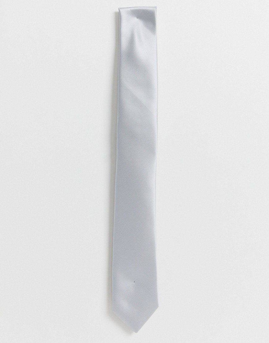 Gianni Feraud plain silver tie-Grey