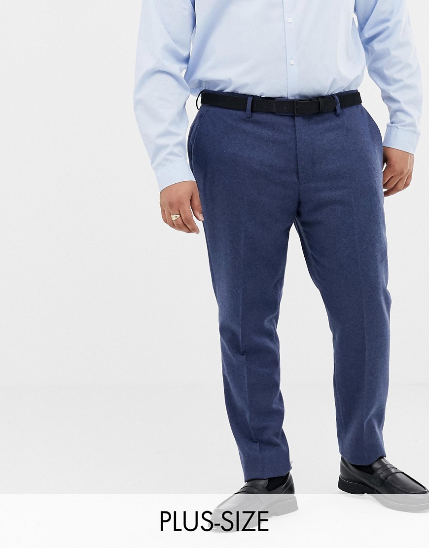Gianni Feraud Plus - Pantaloni da abito slim in tweed Donegal di misto lana heritage-Navy