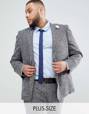 Gianni Feraud PLUS Skinny Fit Nepp Suit Jacket-Navy Navy